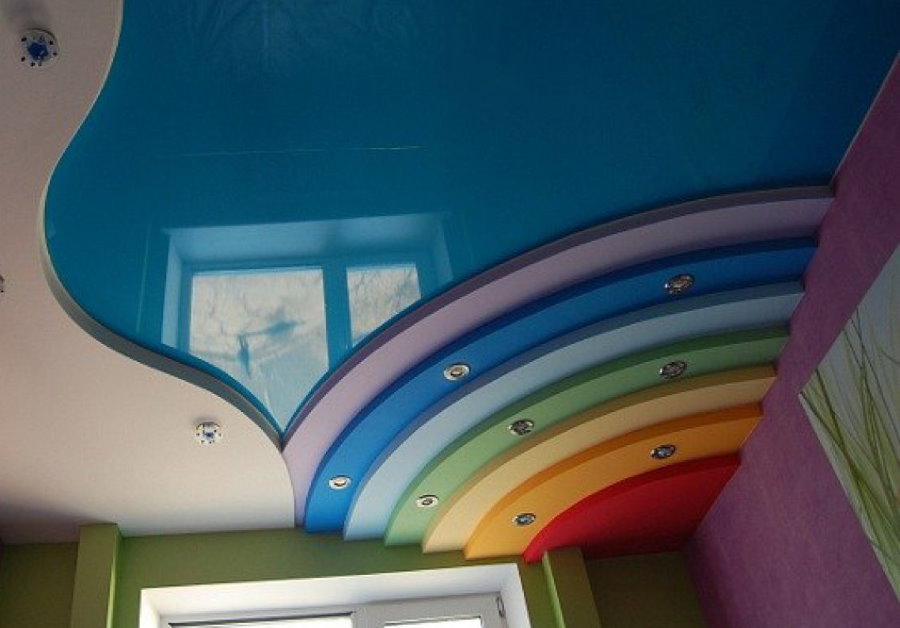 Plafond combiné arc-en-ciel dans une chambre d'enfant