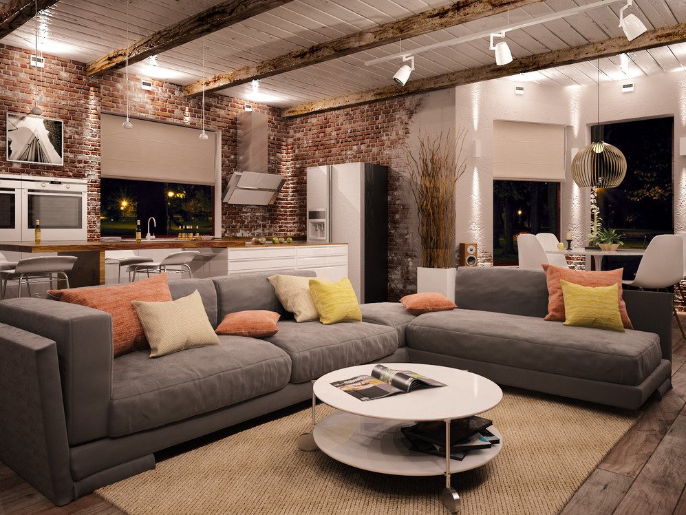 Salon de style loft moderne