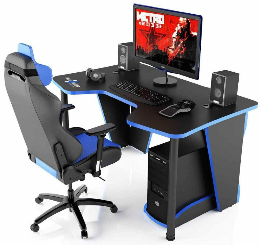 Bureau d'ordinateur noir pour adolescent