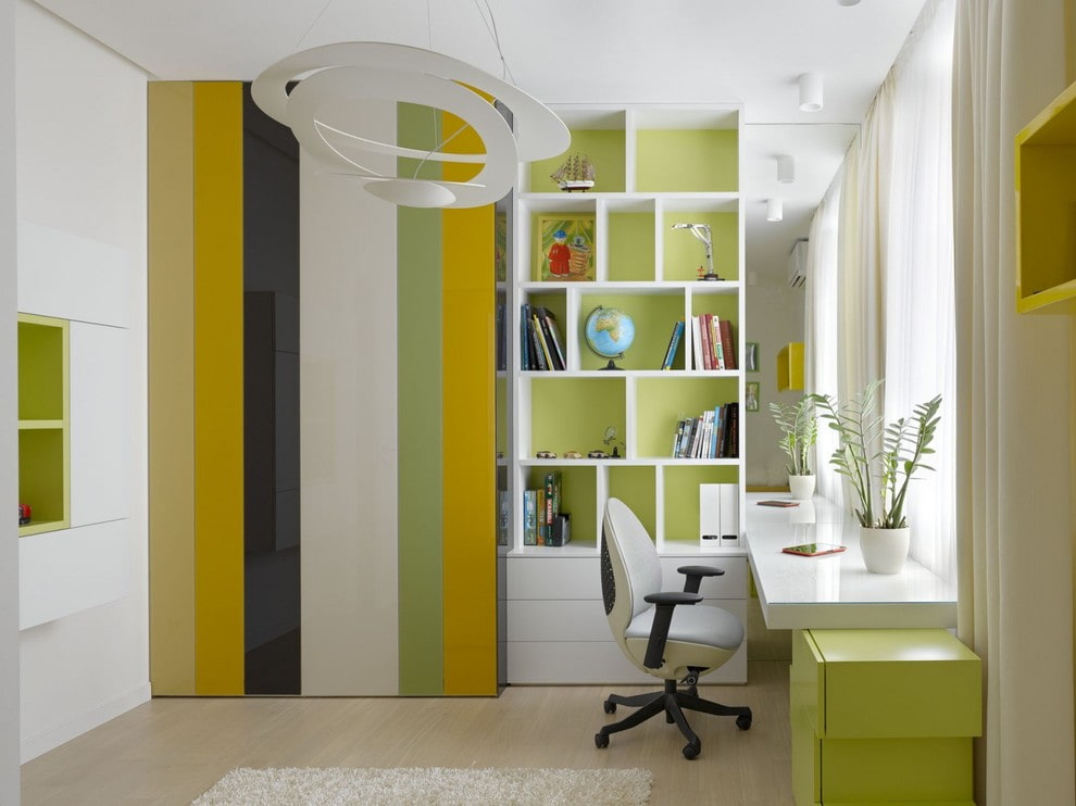 White sill table in the children's room