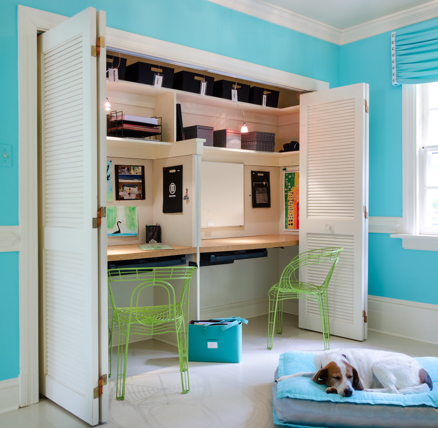 Built-in table in the room for girls and boys