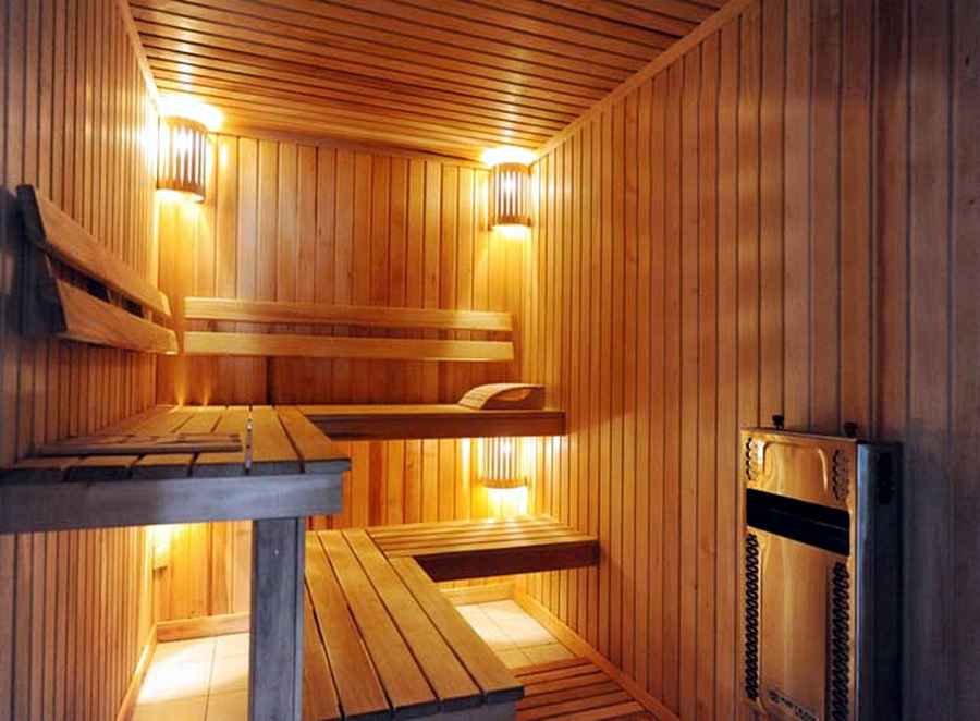 Éclairage de hammam en bois