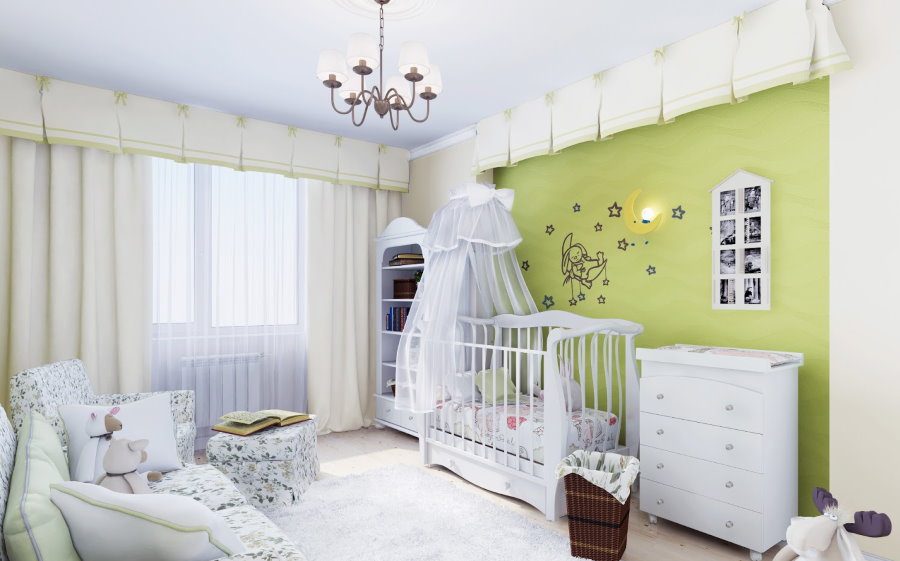 Chambre enfant verte style provençal