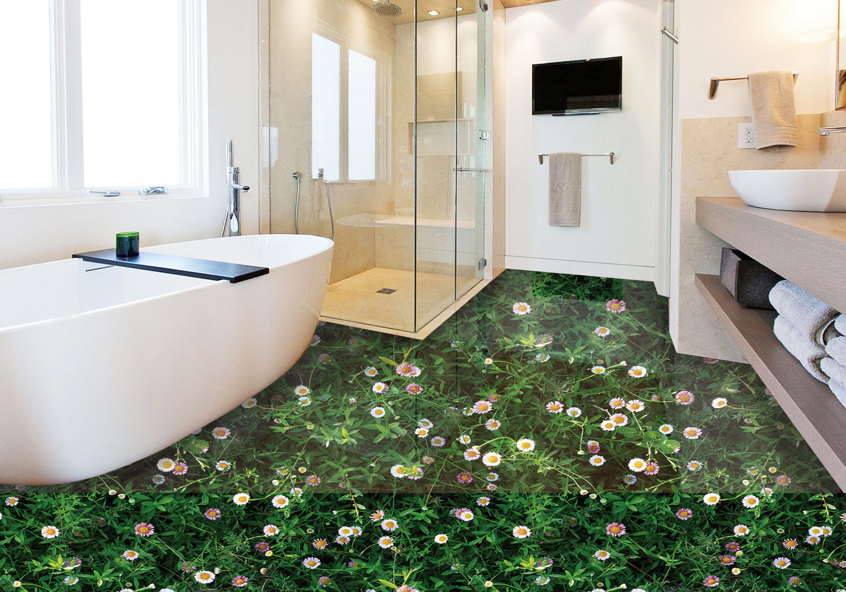 Plancher 3D dans la salle de bain