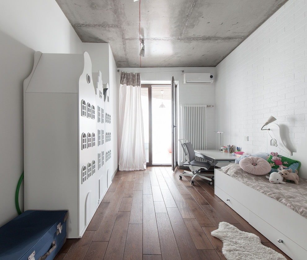 Conception de chambre d'enfants de style loft