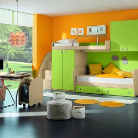 Mobilier vert clair de type modulaire