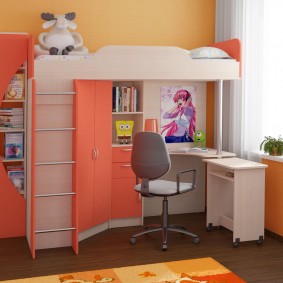 Lit mezzanine pour enfants avec bureau