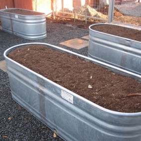 Compost dans de hauts lits en acier galvanisé