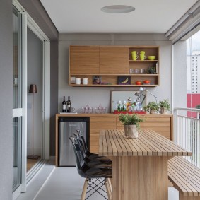 Kitchen on a comfortable loggia