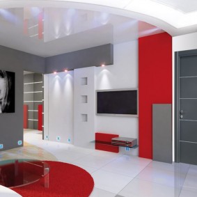 Couleur rouge dans la décoration intérieure du salon