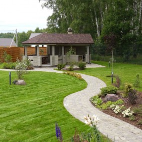 Winding path to the recreation area in the country