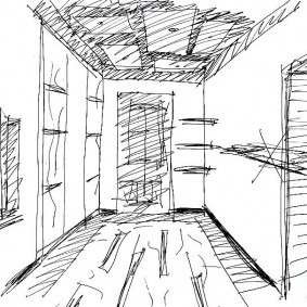 Croquis à main levée de la conception du futur couloir