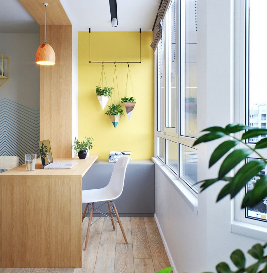 A comfortable table in place of the balcony block in the kitchen