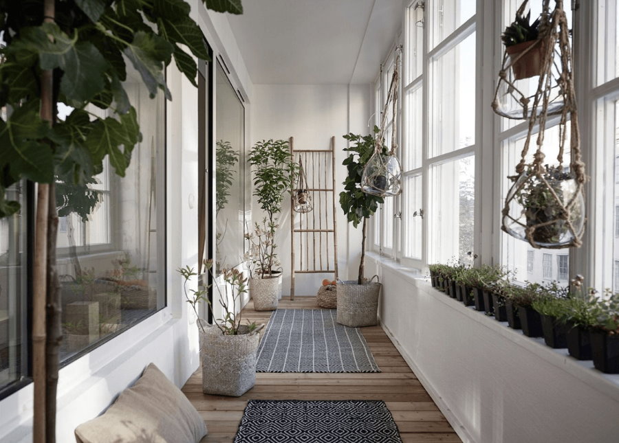 Jardin d'hiver sur une loggia vitrée